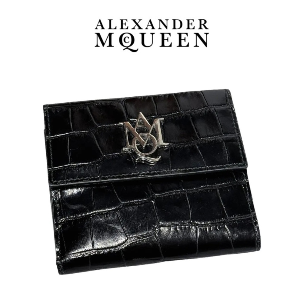 Alexander McQueen Insignia Croc-Embossed Wallet
